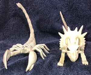 Halloween Skeleton Scorpion & Triceratops Dinosaur Scary Bones 7x6